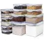 28-teiliges Set [14 Stück] luftdichte Lebensmittelbehälter – Kunststoff BPA-frei für Küche, Pantry-Lagerung von Zucker, Mehl & Backzutaten – Geschirrspülergeeignet + 14 Messbecher & Messlöffel + Etiketten + Stift