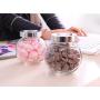 LUCKSTAR Glass Storage Jar - Clear Glass Food Spice Kitchen Storage Container with Metal Lid Spice Bottles Condiment Jar for Sugar/Coffee/Tea and Favors Object Accessories Storage (Set of 2)