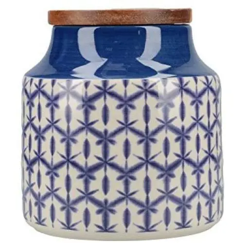 Mikasa Drift Blue Storage Jar, 12.5 x 12.5 x 12.5 cm, Batik