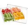 Acrylic Serving Tray With Cover- Acrylic Organizer- 4 Compartments Serving Dish- Thick High-End Acrylic Containers - Clear Multifunctional-Lid Included- BBQ Tray Acrylic Serving Tray With Cover- Acrylic Organizer- 4 Compartments Serving Dish- Thick High-End Acrylic Containers - Clear Multifunctional-Lid Included- BBQ Tray