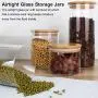 4 Pcs Glass Storage Jar, Kitchen Food Airtight Containers with Bamboo Lid and Silicone Washer Glass Preservation Jar, 550ML, 900ML, 1200ML, 1600ML