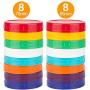 NAQIFU 16 Pack Colored Plastic Mason Jar Lids with 8 Regular Mouth 70mm & 8 Wide Mouth 86mm Recyclable Plastic Storage Caps for Ball Kerr Jar Lids