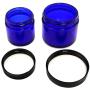 Combination 12 Pack of Cobalt Blue 1oz & 2oz Glass Straight Sided Jars, Lids Included; Empty Refillable Containers for Cosmetics, Creams, Lotions, Essential Oils (6 of Each)