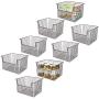 mDesign Metal Kitchen Pantry Food Storage Organizer Basket - Farmhouse Grid Design with Open Front for Cabinets, Cupboards, Shelves - Holds Potatoes, Onions, Fruit - 12" Wide, 8 Pack - Bronze