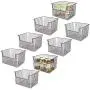 mDesign Metall Küchenregal Lebensmittel Aufbewahrungsbox – Rustikale Grid-Design mit Offener Front für Schränke, Schränke, Regale – Für Kartoffeln, Zwiebeln, Obst – 12 Zoll Breite, 8er Pack – Bronze