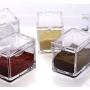 4 Pieces Kitchen Seasoning Racks Spice Pots Transparent Boxes Storage Containers Condiment Jars Set with Spoons