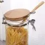 Carriemeow Glas Klarspeicherbehälter Glaskanister mit Luftdichter Verschlussklappe aus Bambus, Küchen-Einklang- und Lagerbehälter für Pasta, Müsli, Kaffee & Tee (Farbe: Klar, Größe: 500ml)