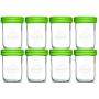 Nellam Baby Food Storage Containers - Leakproof, Airtight, Glass Jars for Freezing & Homemade Babyfood Prep - Reusable, BPA Free, Microwave & Freezer Safe (8x8oz, Green)
