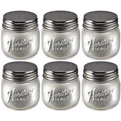 Set of SIX (6) Silver-Colored Heritage Glass Small Mini Mason Jars W/Lids - Half Pint - Decorative Vintage-Look - For Party Decor, Arts and Crafts, Kitchen, Fall-Themed Decor - Bundle of 6-Items