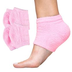 ZenToes Moisturizing Heel Socks 2 Pairs Gel Lined Toeless Spa Socks to Heal and Treat Dry, Cracked Heels While You Sleep (Regular, Fuzzy Pink)