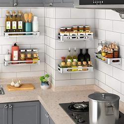 Eclenyes 40 x 12cm Single Tier Spice Rack Organizer Kitchen Wall Mounted Jar Bottle Storage Rack
