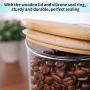 77L Coffee Bean Container with Wooden Lid, [Thickened Version] Glass Airtight Seal Food Storage Jar, 52.32 FL OZ (1545 ML) Clear Food Storage Canister for Home Serving for Coffee, Tea, Sugar and More