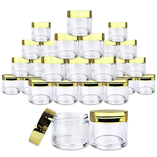 Beauticom 30 Pieces 30G/30ML(1 Oz) Round Clear Jars with Metallic GOLD Flat Top Lids for Herbs, Spices, Loose Leaf Teas, Coffee & Other Foods- BPA Free Beauticom 30 Pieces 30G/30ML(1 Oz) Round Clear Jars with Metallic GOLD Flat Top Lids for Herbs, Spices, Loose Leaf Teas, Coffee & Other Foods- BPA Free
