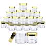 Beauticom 30 Pieces 30G/30ML(1 Oz) Round Clear Jars with Metallic GOLD Flat Top Lids for Herbs, Spices, Loose Leaf Teas, Coffee & Other Foods- BPA Free