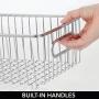mDesign Metal Farmhouse Kitchen Pantry Food Storage Organizer Basket Bin - Wire Grid Design for Cabinet, Cupboard, Shelf, Countertop - Holds Potatoes, Onions, Fruit - Large, 4 Pack - Chrome