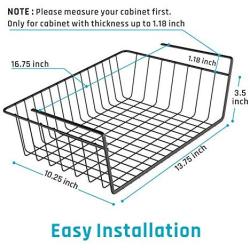 Under Shelf Basket, iSPECLE 4 Pack Wire Rack, Slides Under Shelves For Storage Fridge Cabinet Pantry, Easy to Install Black, Ivory White