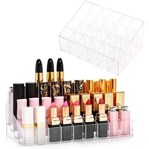 Milue Clear 24 Lipstick Storage Display Stand Rack Makeup Holder Cosmetic Organizer