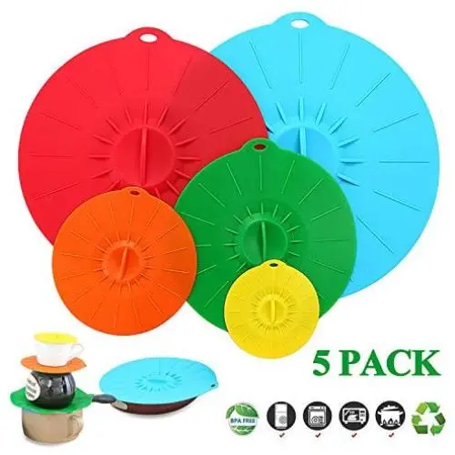 Couvercles Silicones Adpartner, Set de 5 Couvercles Colorés pour Bols, Récipients, Poêles, Mugs – Sans BPA, Étanchés, Sûr Micro-ondes et Lave-Vaisselle – Diamètres 12 cm, 18 cm, 20 cm, 25 cm, 30 cm Couvercles Silicones Adpartner, Set de 5 Couvercles Colorés pour Bols, Récipients, Poêles, Mugs – Sans BPA, Étanchés, Sûr Micro-ondes et Lave-Vaisselle – Diamètres 12 cm, 18 cm, 20 cm, 25 cm, 30 cm