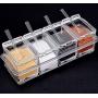 Yesland Clear Seasoning Rack Spice Pots - 4 Piece Storage Container Condiment Jars - Acrylic Seasoning Box, Cruet with Cover and Spoon