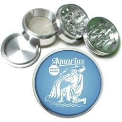 Aquarius Astrological Sign Horoscope Aluminum Tobacco Herb Spice Grinder