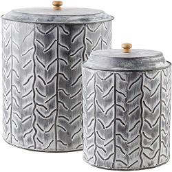 Galvanized Kitchen Canisters - Durable Storage Jars with Tight Lids for Food Storage and Organization - Set of 2