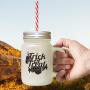Green Trick Or Treat Halloween Candies Style 2 Frosted Glass Mason Jar With Straw