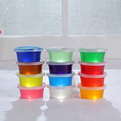 Slime Contaniners,Hongxin 12 Pcs/Set Slime Storage Containers Foam Ball Storage Round Cups Containers With Lids Mud Boxes Translucent Storage Box Home Storage Bags Recyclable Plastic Box