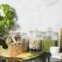 Mason Craft & More Airtight Kitchen Food Storage Clear Glass Pop Up Lid Canister, 2 Liter Heritage Glass Canisters- Set of 3 Mason Craft & More Airtight Kitchen Food Storage Clear Glass Pop Up Lid Canister, 2 Liter Heritage Glass Canisters- Set of 3