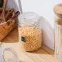 Bouteilles en verre de rangement pour cuisine, boîtes hermétiques 32oz avec couvercle rabattable, parfaites pour la conservation, les céréales, les pâtes, le sucre, les haricots (étiquettes & marqueur à craie) - Jeu de 4