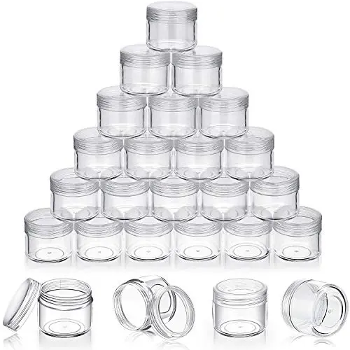 50 Pieces 20g Empty Clear Plastic Pot Jars with Lids Round Cosmetic Sample Containers Mini Travel Jars for Storage of Creams Lipsticks Ear Studs 50 Pieces 20g Empty Clear Plastic Pot Jars with Lids Round Cosmetic Sample Containers Mini Travel Jars for Storage of Creams Lipsticks Ear Studs