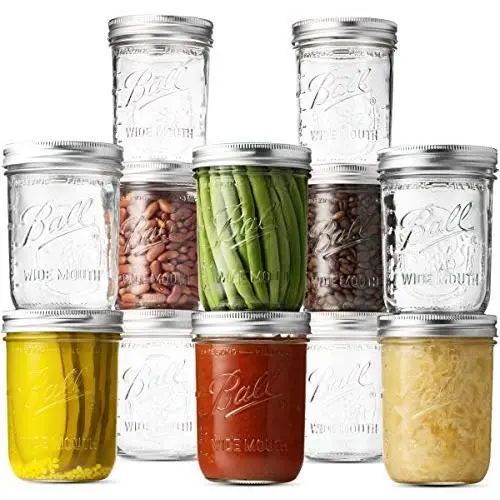 Bouteilles en verre Mason à large goulot (16 oz/Pint capacité) - 12 unités. Avec couvercles étanches et anneaux - Pour la mise en conserve, la fermentation, le confit, la congélation - Décoration de bocaux. Sûr micro-ondes et lave-vaisselle. + Ouvre-bocau Bouteilles en verre Mason à large goulot (16 oz/Pint capacité) - 12 unités. Avec couvercles étanches et anneaux - Pour la mise en conserve, la fermentation, le confit, la congélation - Décoration de bocaux. Sûr micro-ondes et lave-vaisselle. + Ouvre-bocau
