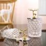 SEVENMORE Elk Glass Embossed Crystal Candy Jar Chocolate Jar Nut Snack Jar Tea Caddy Glass Kitchen Storage Jars Home Decor Centerpieces (S)