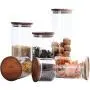 Storage Glass Jar for Food Storage with Airtight Wood Lids,Kitchen Canister,coffee jar,Spaghetti Pasta Jar,Flour Cereal Sugar Container,BPA Free (39floz)