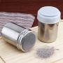 JUSTDOLIFE Powder Shaker Salt Mill Stainless Steel Mesh Can Spice Shaker Seasoning Shaker Bottle with 4Pcs Coffee Stencils