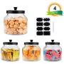 Glass Jars With Sealed Lids,Clear Glass Food Storage container with Black Brushed Metal lids,55 OZ(Set of 4)