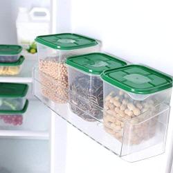 VKTECH 4pcs/set Food Storage Containers with Airtight Lids Transparent Kitchen Rectangular Food Storage Box Grain Container Holder