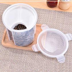 Storage Jar Transparent With Buckle, 4 Grids Rice Non Slip Moistureproof Sealed Can Rotary Anti Leakage Multifunctional Plastic Kitchen Food Container