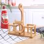 Kitchen seasoning box/Ceramic Condiment Storage Container with Wooden Frame Vinegar Pepper jar Three-Piece Set