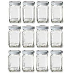 10 oz (292 ml) Victorian Square Glass Jar with White Lid