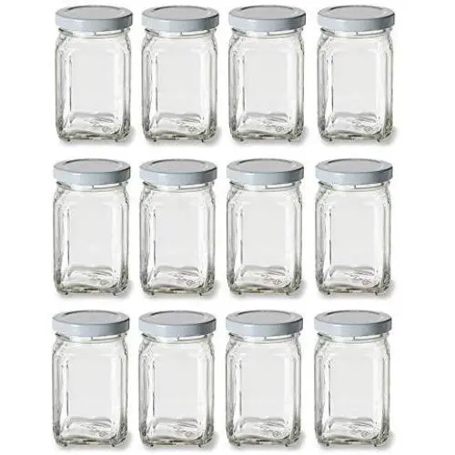 Nakpunar 12 Stück viktorianische Glasbehälter mit Plastikschalen (6 fl oz, Weiß)