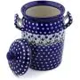 Polish Pottery 11-inch Jar with Lid and Handles made by Ceramika Artystyczna (Bleeding Heart Peacock Theme) + Certificate of Authenticity
