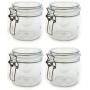 The Grindstone | 400 ml (14 Oz) PET Plastic Kilner Style Jars | Round Clear Acrylic Storage Jars | Locking Mason Style Canister Lids | Multiple Uses | Airtight Snap on Lids with Clasp | Pack of 4