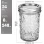 Glasbehälter 8 OZ, VERONES 8 OZ Einfachgläser mit Schraubdeckeln und Bändern, Ideal für Marmelade, Honig, Hochzeitsgeschenke, Brautpartys, Babybrei, 24er Pack