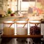 TNKML Transparent Glass Seasoning Jar Creative Kitchen Supplies Three-Piece Seasoning Jar Set Seasoning Storage Tank Sugar Bowl Salt Bowl Spice Container