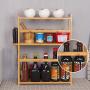 Spice Rack 2-Tier Standing Spice Rack Kitchen Bathroom Countertop Storage Organizer, Bamboo Spice Bottle Jars Rack Holder With Adjustable Shelf Kitchen Counter Rack Organizer