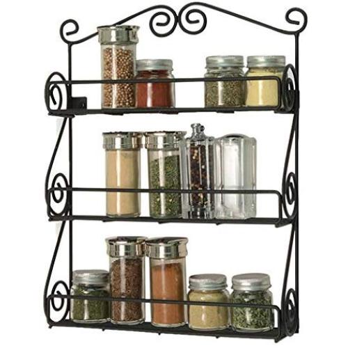 Agelloc 3-Tier Spice Rack Organizer Spice Jars Bottle Holder Storage Shelf Wall Mounted Storage Container for Kitchenware Bathroom Cans Foods Spice Office