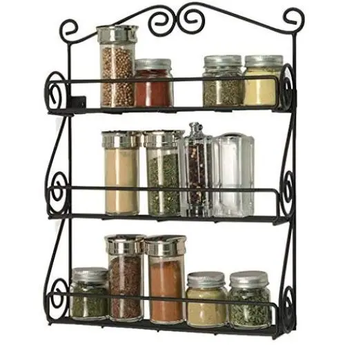 Agelloc 3-Tier Spice Rack Organizer Spice Jars Bottle Holder Storage Shelf Wall Mounted Storage Container for Kitchenware Bathroom Cans Foods Spice Office Agelloc 3-Tier Spice Rack Organizer Spice Jars Bottle Holder Storage Shelf Wall Mounted Storage Container for Kitchenware Bathroom Cans Foods Spice Office
