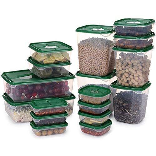 Kaxich Set of 17 Airtight Food Storage Container, Stackable Reusable Hot Cold Foods Lunch Box Case Pot, Food Grade Plastic, Freezer Dishwasher Safe, BPA Free, Great for Refrigerator Microwave