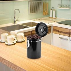 Manoch Kitchen Coffee beans,Dry Tea-leaves,Nuts,Grains, Flour, Sugar Gator Stainless Steel Large Airtight Container Black Canister Valve co2 Escape Freshness Coffee Capacity 1.8L Dimension 19 x 12cm