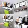 Étagères Murales Cuisine LYNNTLJ, Support de Condiments Amovible, pour Bouteilles et Pots d'Épices, Blanc / 44,5 x 17,5 cm Étagères Murales Cuisine LYNNTLJ, Support de Condiments Amovible, pour Bouteilles et Pots d'Épices, Blanc / 44,5 x 17,5 cm
